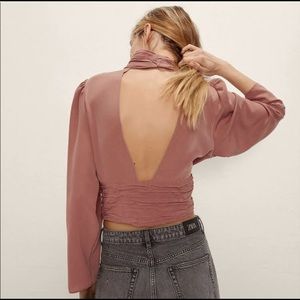 Pink open back dress shirt from Zara